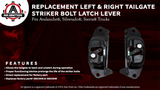 Tailgate Striker Bolt Latch Lever Kit - Left & Right Latches - Compatible with Chevy, GMC & Cadillac Trucks - Avalanche, Silverado and Sierra, 1500HD, Classic, 3500HD - Replaces 15921948, 15921949