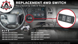 Replacement 4WD Selector Switch - Compatible with Chevy & GMC Vehicles - K1500 1996-1999, K2500 Suburban, Tahoe, Suburban, 1996-2000 K2500, Yukon - Replaces 15969707, 19168766, 901-154, 901154