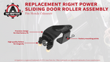 Right Power Sliding Door Roller Assembly - Center Male - Compatible with Honda Odyssey 2005, 2006, 2007, 2008, 2009, 2010 EX, EX-L, Touring model - Replaces 72521-SHJ-A21, 924-129, 72521SHJA21