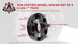 Hubcentric Wheel Spacer Set of 4-5 Lug 1 inch Thick 25mm Hub Centric 5x114.3mm - Compatible with Nissan and Infiniti Vehicles - 350Z, 370Z. Altima, Maxima, Pathfinder, Rogue, Sentra, G35, JX35, FX35
