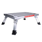 Adjustable Aluminum Platform RV Step - 19x14.5 Inch Portable Aluminum Adjustable Leg Height and Foldable Trailer Step Stool with Non-slip Rubber Feet Supports 1000lbs for RV Camper Van, Motorhome, SUV