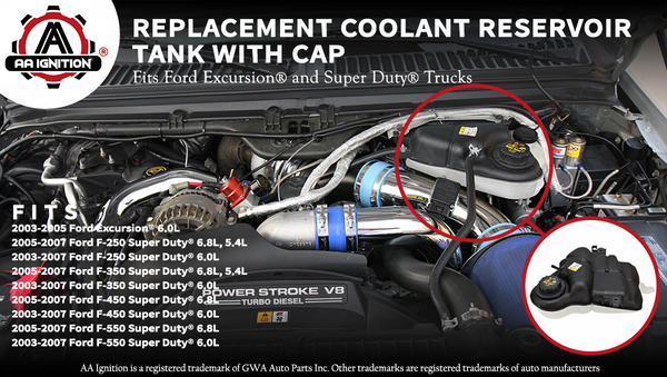 Coolant Reservoir Tank For 2003-2007 Ford F250 F350 Super Duty & Excursion - Replaces 3C3Z8A080AE