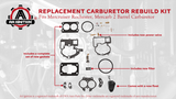 Replacement Rochester 2 Barrel Carb Rebuild Kit with Float - Compatible with Mercury, GM 2.5L, 3.0L, 4.3L, 5.0L, 5.7L Alpha, Bravo Engines - Replaces 3302-804844, 18-7098, 76086, 50844, 9-37612