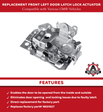 Replacement Door Latch Lock Actuator - Front Left Driver Side - Replaces 940-102, 16631627, 16602475 - Compatible with Chevy and GMC - Astro, Blazer, S10, K1500, K2500, C2500 Suburban, Bravada