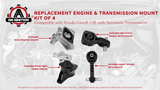 Engine and Transmission Mount Set of 4 - Fits Honda Civic 2006-2010 1.8L with Automatic Trans - Replaces 50850-SNA-A81 50820-SNA-023, 50890-SNA-A81 50880-SNA-A81, A4530, A4534, A4543, A4546