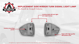 Replacement Side Mirror Turn Signal Light Lamp Set - Replaces 68302828AA, 926-122, 68261240AA - Compatible with Dodge Trucks - Ram 1500, Ram 2500, Ram 3500, 4500, 5500 - Left and Right Blinkers