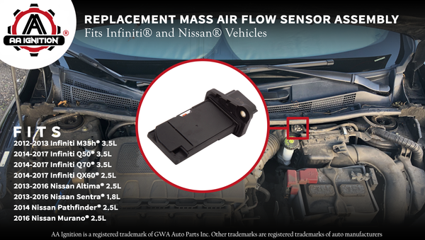 Mass Air Flow Sensor Assembly - Compatible with Infiniti
