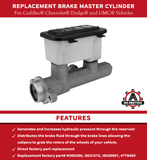 Replacement Brake Master Cylinder - Compatible with Cadillac, Chevrolet, Dodge and GMC Vehicles - C1500, C2500, K1500, K2500, Ram 1500, Escalade, Yukon - Replaces M390259, 18021273, 18029967, 4778450