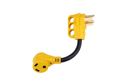 50 Amp to 30 Amp RV Adapter 12 Inch - 14-50P Male to TT-30R Female - 125V/3750W Dogbone Electrical Converter Plug w/Grip Handle - Camper Van, Trailers, Motorhome, Caravan - 10/3 STW Cord