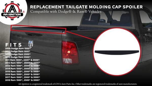 NewYall Rear Upper Tailgate Molding Spoiler Cap For Ram 1500 (2017-2018), Ram 1500 Classic (2019-2023) & Ram 2500 (2018) - View #13