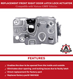 Replacement Door Latch Lock Actuator - Front Right Passenger Side - Replaces 940-103, 16631626, 16602474 - Compatible with Chevy and GMC - Astro, Blazer, S10, K1500, K2500, C2500 Suburban, Bravada