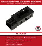 Replacement Power Seat Switch Driver Side - Replaces PSW5 - Compatible with Ford, Lincoln & Mercury Vehicles - Edge, Escape, Explorer, F-150, F-250 & F-350 Super Duty, Milan, Mountaineer, MKX, Mariner