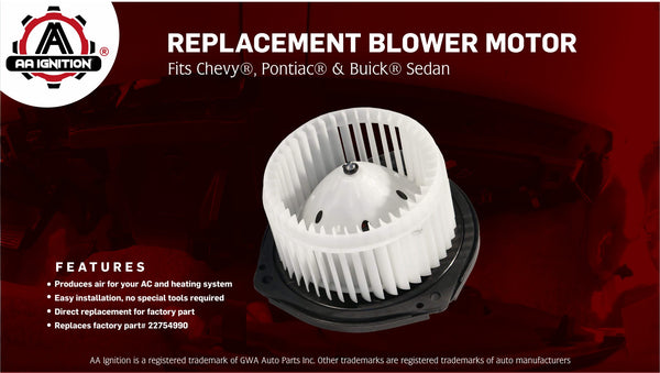 AC Blower Motor With Fan - Replaces# 22754990 - Fits Impala, Grand Pri   GWA Auto Parts
