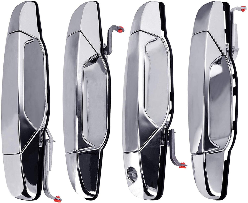 Exterior Chrome Door Handle Set of 4 - Compatible with Chevy, Cadillac & GMC Vehicles - 2007-2014 Silverado, Tahoe, Escalade, Sierra, Yukon, Avalanche - Replaces 15915659, 22738721, 22738722