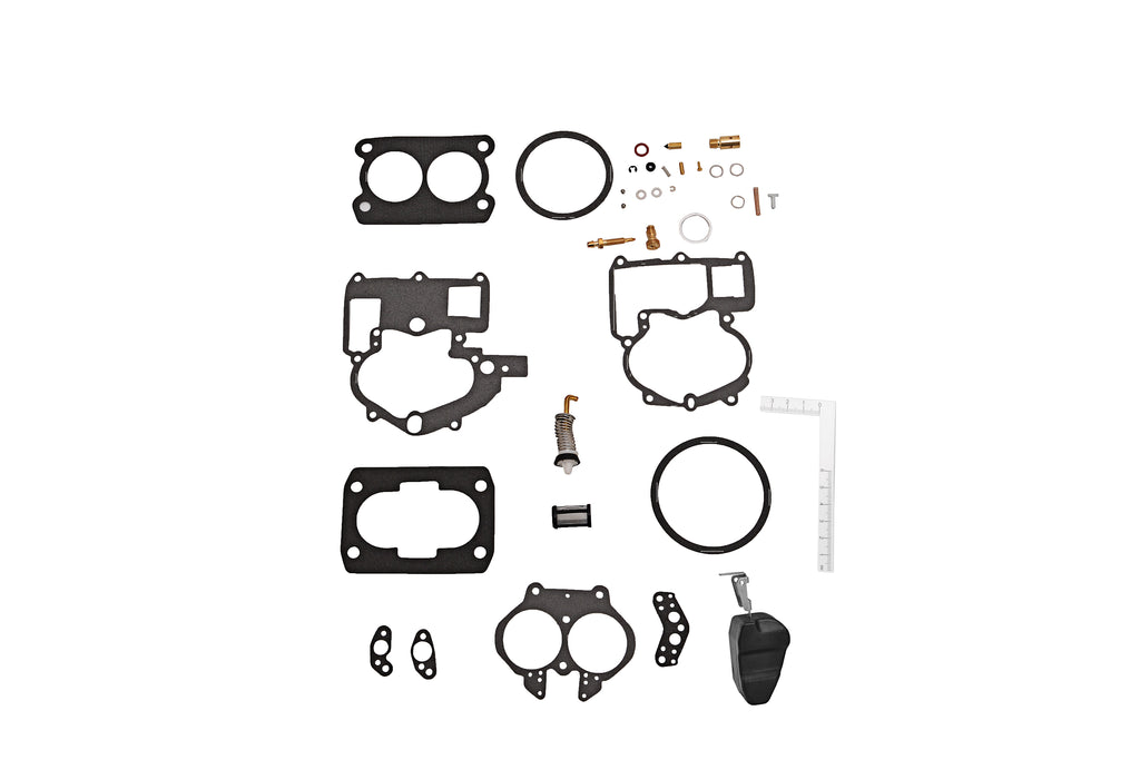 Replacement Rochester 2 Barrel Carb Rebuild Kit with Float - Compatible with Mercury, GM 2.5L, 3.0L, 4.3L, 5.0L, 5.7L Alpha, Bravo Engines - Replaces 3302-804844, 18-7098, 76086, 50844, 9-37612