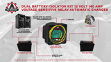 Dual Battery Isolator Kit - 12 Volt 140 Amp Voltage Sensitive Relay - Complete VSR Double Battery Automatic Charger - Fits Trucks, ATV, SUV, UTV Boats and More - Safe, Water and Vibration Resistant