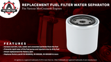 Replacement Fuel Filter Water Separator - Replaces 35-802893Q01, 18-7945, 35802893Q01 - Fits Mercury Marine, Mercruiser Stern Drive, Mag Alpha, Bravo, 357, 350, 383, 496, 385 Inboard Boat Engines