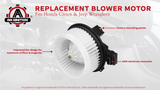 AC Heater Blower Motor - Compatible with Honda Civic & Jeep Wrangler - Civic 2006, 2007, 2008, 2009, 2010, 2011, Wrangler 2007-2010 - Replaces 700194, 75821, 79310SNAA01, 79310-SNA-A01, PM9177
