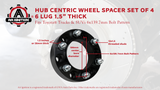 Wheel Spacer Set of 4-6 Lug 1.5 inch 38mm Hub Centric 6x5.5 - Compatible with Toyota Vehicles - 1996-2018 4Runner, 01-07 Sequoia, 2001-18 Tacoma, 00-06 Tundra, FJ Cruiser - 6x139.7mm