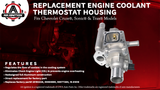 Coolant Thermostat and Housing Assembly with Sensors - Compatible with Chevy Cruze, Limited, Trax, Sonic 1.8L & 1.6L - Replaces 25192228, 55564890, 15-81816, 902-033, 55579951 - Full Aluminum