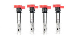 Ignition Coil Pack Set of 4 - Replaces 06E905115E, 06H905115B, 07K905715F - Compatible with Audi and Volkswagen Vehicles - A4, A5, A6, R8, TT, GTI, Golf, Jetta, Passat, Tiguan, MK5, MK6, 2.0T, 2.5L