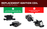 Ignition Coil Pack Set of 8 - Replaces 12570616, D510C - Compatible with Chevy, GMC, Pontiac, Cadillac 5.3L, 6.0L V8 - G8, Grand Prix, Tahoe, Yukon, Silverado, Impala, Trailblazer, Avalanche