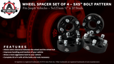 Wheel Spacer Set of 4-1.5in Thick - 5x127mm, 5x5in Hub Centric Adapter 71.5mm Bore - 1/2 x 20 Studs - Compatible with Jeep Vehicles - 2007-2018 Wrangler, 06-10 Commander, 05-10 Grand Cherokee