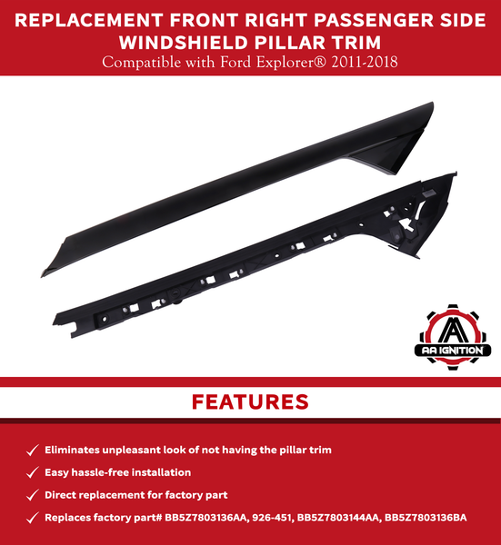 Replacement Passenger Side Windshield A Pillar Trim - Front Right - Co ...