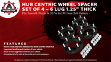 Wheel Spacer Set of 4-6 Lug 1.25 inch 32mm Hub Centric 6x5.5 - Compatible with Toyota Vehicles - 1996-2018 4Runner, 01-07 Sequoia, 2001-18 Tacoma, 00-06 Tundra, FJ Cruiser - 6x139.7mm