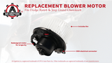 AC Blower Motor with Fan Replaces 4778417, 5015866AA, 700010, 615-00486 - Compatible with Dodge & Jeep - 1994-2002 Ram 1500, 1994-2002 Ram 2500, 94-02 Ram 3500 & 1993-1998 Grand Cherokee
