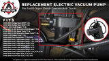 Electric Vacuum Pump - Fits Super Duty & Powerstroke Ford Trucks - Diesel Pressure Pump for AC, Brakes & 4WD - F250, F350, F450, 6.0, 7.3, 6.4L, Ram 2500,3500 5.9L - 4C3Z-2A451-BA,6C3Z-2A451-A,904-214