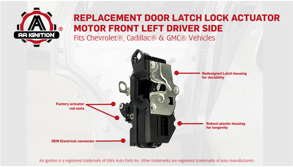 A-Premium Door Lock Actuator – Front Passenger Side For Buick, Cadillac, Chevy, GMC, Pontiac – Fits LeSabre, Escalade, Silverado, Tahoe & More