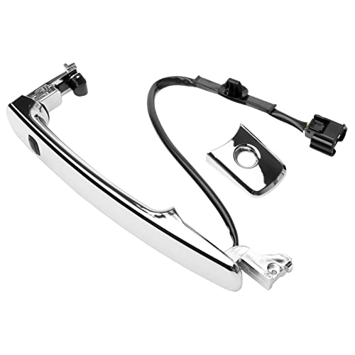 Exterior Door Handle Chrome Front Left Driver Side with Keyhole- Compatible with Nissan Vehicles - 2010, 2011, 2012, 2013 Rogue - Replaces 80640CZ31B, 80640-CZ31A, 80645-CA000 - Smart Entry Keyless