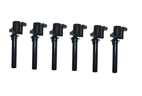 Ignition Coil Pack Set of 6 - Compatible with Ford, Mazda, Mercury 3.0L V6 Models - Replaces 18LZ-12029-AB, 18LZ-12029-AA, 2M2Z-12029-AC, DG500, DG513 - Fits 01, 02, 2003, 2004, 2005 Escape, Taurus
