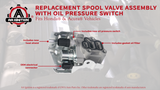 Spool Valve Assembly with Oil Pressure Switch - VTEC Solenoid - Compatible with Honda & Acura Vehicles - Accord 2.4L, Civic 2.0L, CR-V, Element, RSX - Replaces 15810RAAA03, 15810-RAA-A01, 917224
