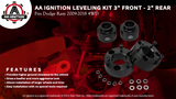 3 Inch Front and 2 Inch Rear Leveling Kit, Compatible with Dodge Ram 1500 4WD - 2009-2018 4x4-3" Front, 2" Rear Strut Suspension Lift Spacers Set - Forged Aircraft Billet Aluminum Construction