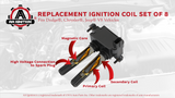 Ignition Coil Pack Set of 8 - Fits Dodge Ram 1500, 2500, 3500, Jeep Grand Cherokee, Commander, Dodge Charger, Challenger 5.7L, 6.1L, 6.4L HEMI - Replaces 5602129AA, 56029129AF, 56029129AA