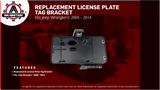 License Plate Tag Bracket with Light - Compatible with Jeep Wrangler Including Years 2009, 2010, 2011, 2012, 2013, 2014 - Replaces 68064720AA - Rear Plate Holder Frame
