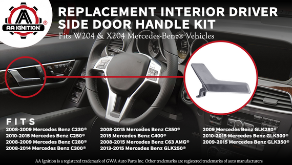 Interior Door Handle Repair Kit For Mercedes W204 / X204 - Driver Side, Matte Silver