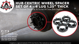Wheel Spacer Set of 4-6 Lug 1.25 inch 32mm Hub Centric 6x5.5 - Compatible with Toyota Vehicles - 1996-2018 4Runner, 01-07 Sequoia, 2001-18 Tacoma, 00-06 Tundra, FJ Cruiser - 6x139.7mm