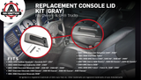 Center Console Lid Replacement Kit Gray - Replaces 924-811, 19127364, 19127365, 19127366 - Compatible with Chevy, GMC and Cadillac Vehicles - Silverado, Avalanche, Tahoe, Sierra - Armrest Hinge Latch