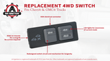 Replacement 4WD Selector Switch - Compatible with Chevy & GMC Vehicles - K1500 1996-1999, K2500 Suburban, Tahoe, Suburban, 1996-2000 K2500, Yukon - Replaces 15969707, 19168766, 901-154, 901154