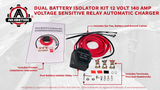 Dual Battery Isolator Kit - 12 Volt 140 Amp Voltage Sensitive Relay - Complete VSR Double Battery Automatic Charger - Fits Trucks, ATV, SUV, UTV Boats and More - Safe, Water and Vibration Resistant