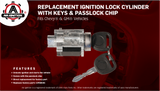 Ignition Lock Cylinder with Keys and Passlock Chip Starter - Replaces D1493F, 12458191, 25832354, 924-719 - Compatible with Chevy, Oldsmobile, Pontiac Vehicles - Malibu, Monte Carlo, Impala, Grand Am