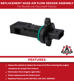 Mass Air Flow Sensor Assembly - Compatible with Chevrolet and Buick Vehicles - Encore, Verano, Cruze, Limited, Sonic, Trax, 1.4L, 1.6L, 1.8L, 2.4L, 2.0 - Replaces 12671624, 245-1314, 13505433, 5S13839