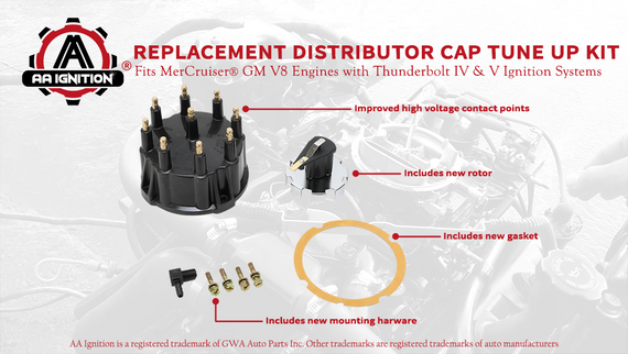 A.A Tune-Up Kit Distributor Cap & Rotor For MerCruiser GM V8 Thunderbolt IV & V HEI Ignition