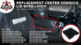 Center Console Lid Replacement Kit with Latch - Compatible with Chevy, GMC, Cadillac - 2007-2013 - Silverado 1500, Avalanche, Tahoe, Suburban, Sierra 2500HD, 3500HD, Yukon XL - 20864151, 20864153
