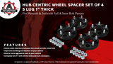 Hubcentric Wheel Spacer Set of 4-5 Lug 1 inch Thick 25mm Hub Centric 5x114.3mm - Compatible with Nissan and Infiniti Vehicles - 350Z, 370Z. Altima, Maxima, Pathfinder, Rogue, Sentra, G35, JX35, FX35