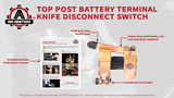 Top Post Battery Terminal Knife Disconnect Switch - Isolator Master Power Cut-Off Negative Post for Cars, Boat, Trucks, Marine, RV, ATV, Camper - 12V DC 200 Amp On Off Position Blade Switch