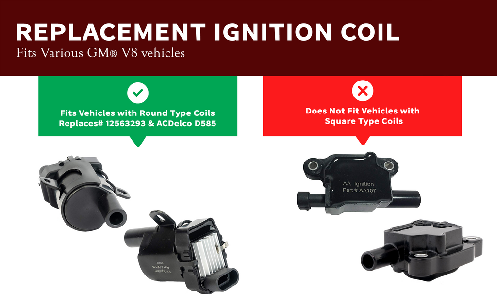Round Ignition Coil UF262 – Direct Fit For Chevy Silverado 4.8L, 5.3L, 6.0L V8